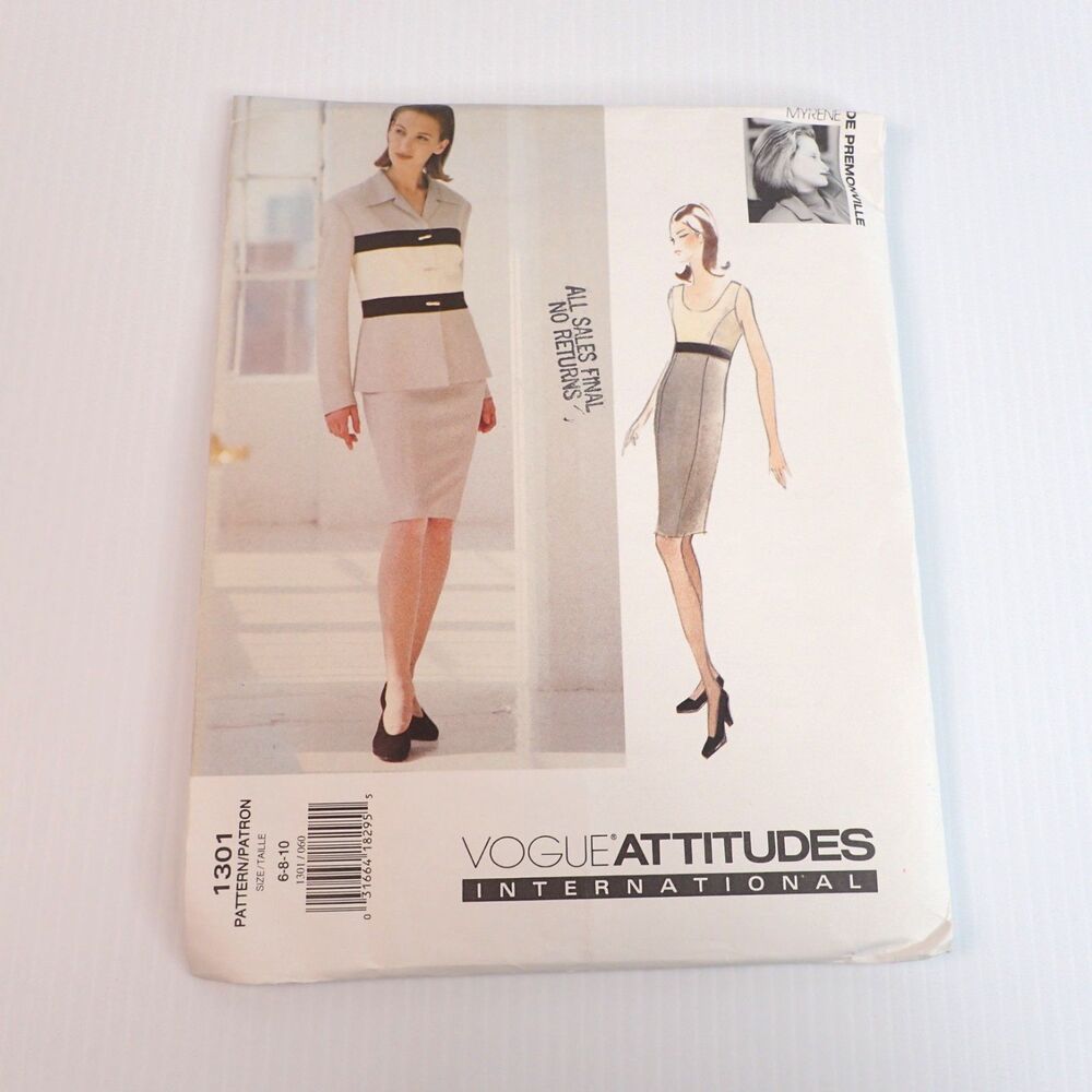 Vtg Vogue Myrene De Premonville Attitudes Sewing Pattern 1301 SZ 6 8 10 UNCUT FF